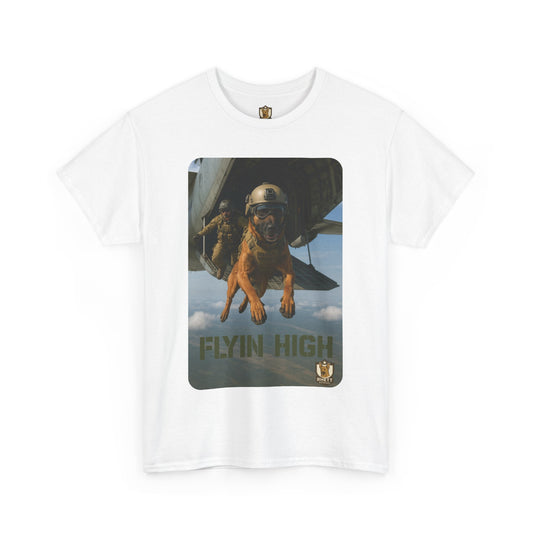 Unisex Heavy Cotton Tee with Flyin High Dog Design | Pet Lovers Gift, Animal Rescue Shirt, Dog Owner Tee, Graphic Tee, Casual Wear