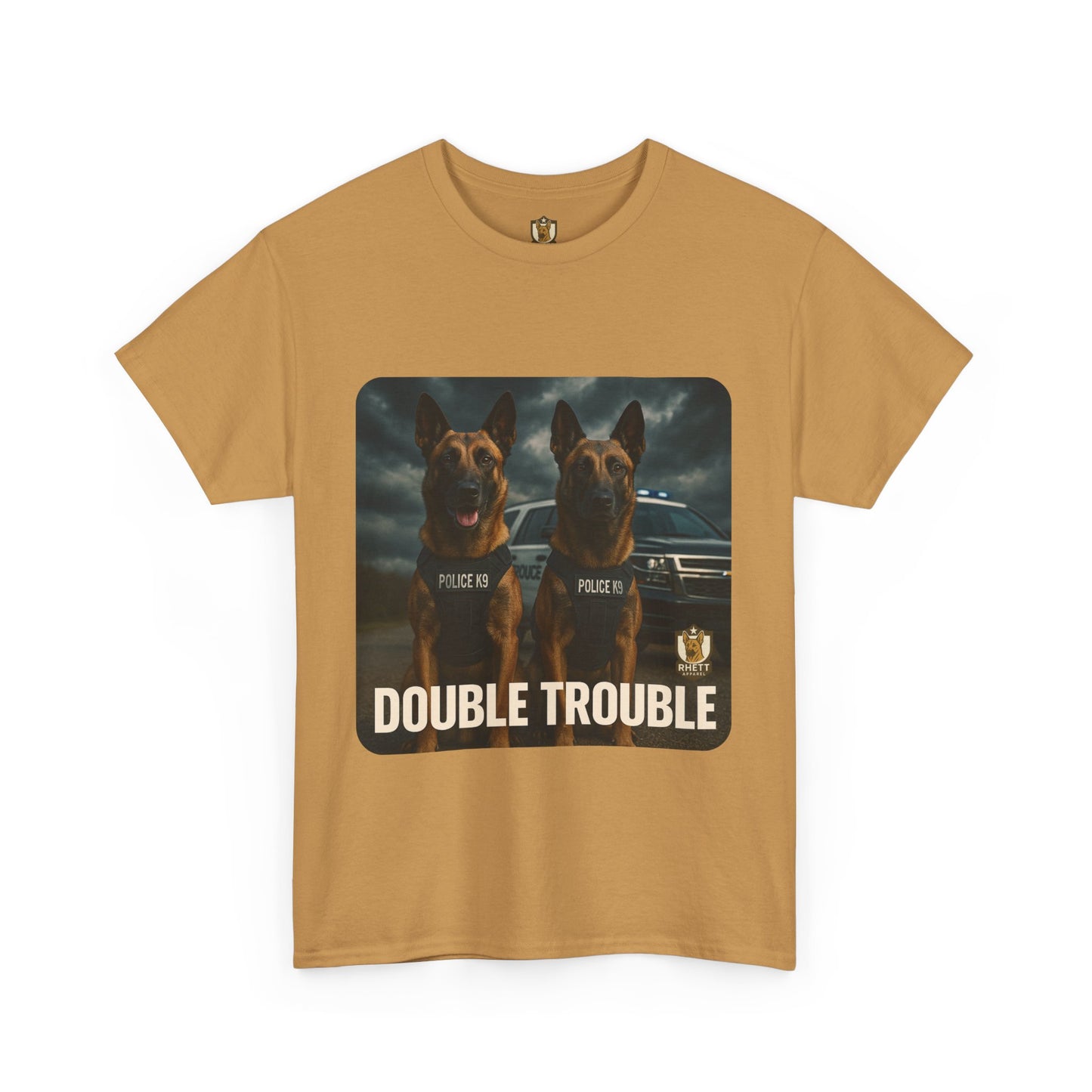 Unisex Heavy Cotton Tee with Double Trouble Dogs Design | Pet Lovers Gift, Animal Rescue Shirt, Dog Owner Tee, Graphic Tee, Casual Wear
