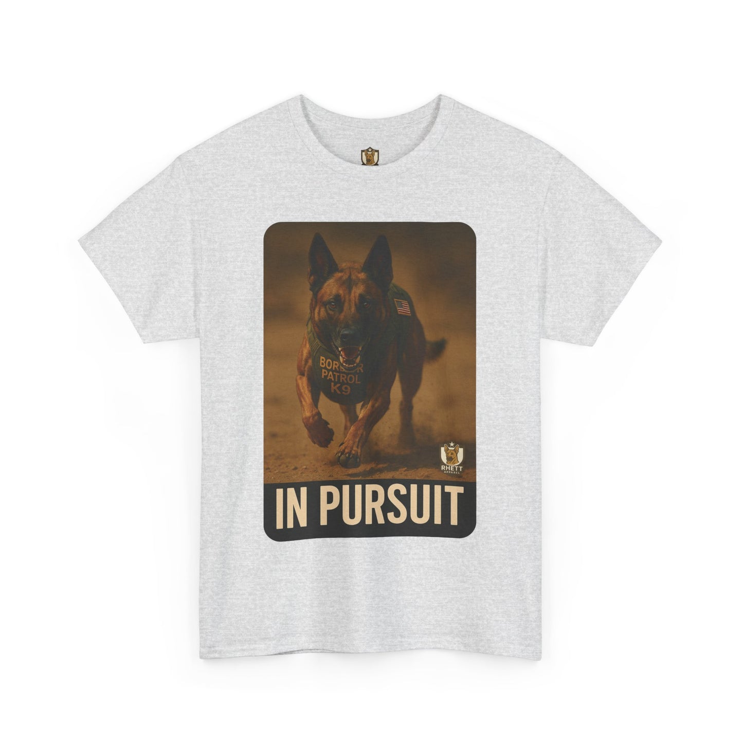 Unisex Heavy Cotton Tee with In Pursuit Dog Design | Pet Lovers Gift, Animal Rescue Shirt, Dog Owner Tee, Graphic Tee, Casual Wear