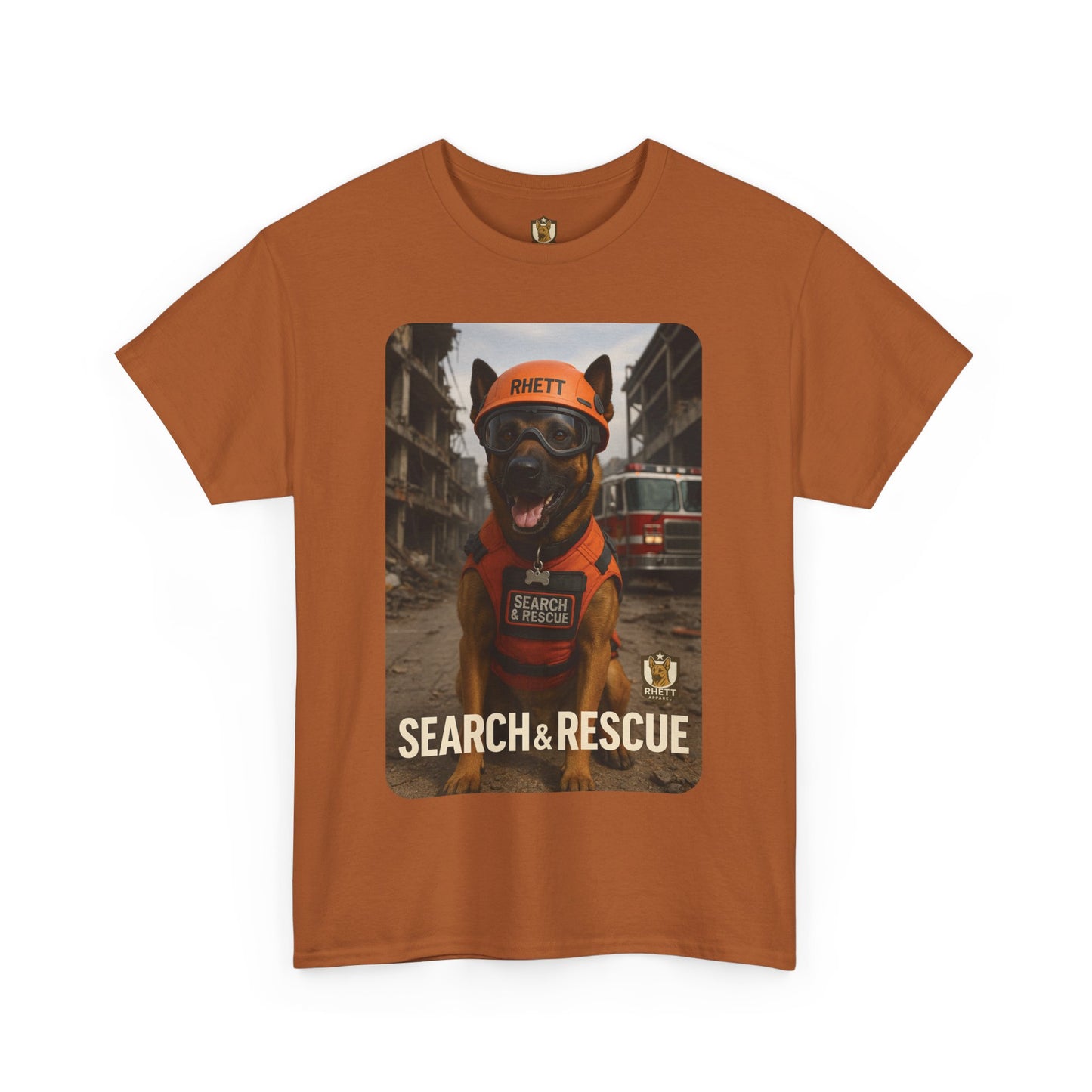 Unisex Heavy Cotton Tee with Search & Rescue Dog Design | Pet Lovers Gift, Animal Rescue Shirt, Dog Owner Tee, Graphic Tee, Casual Wear