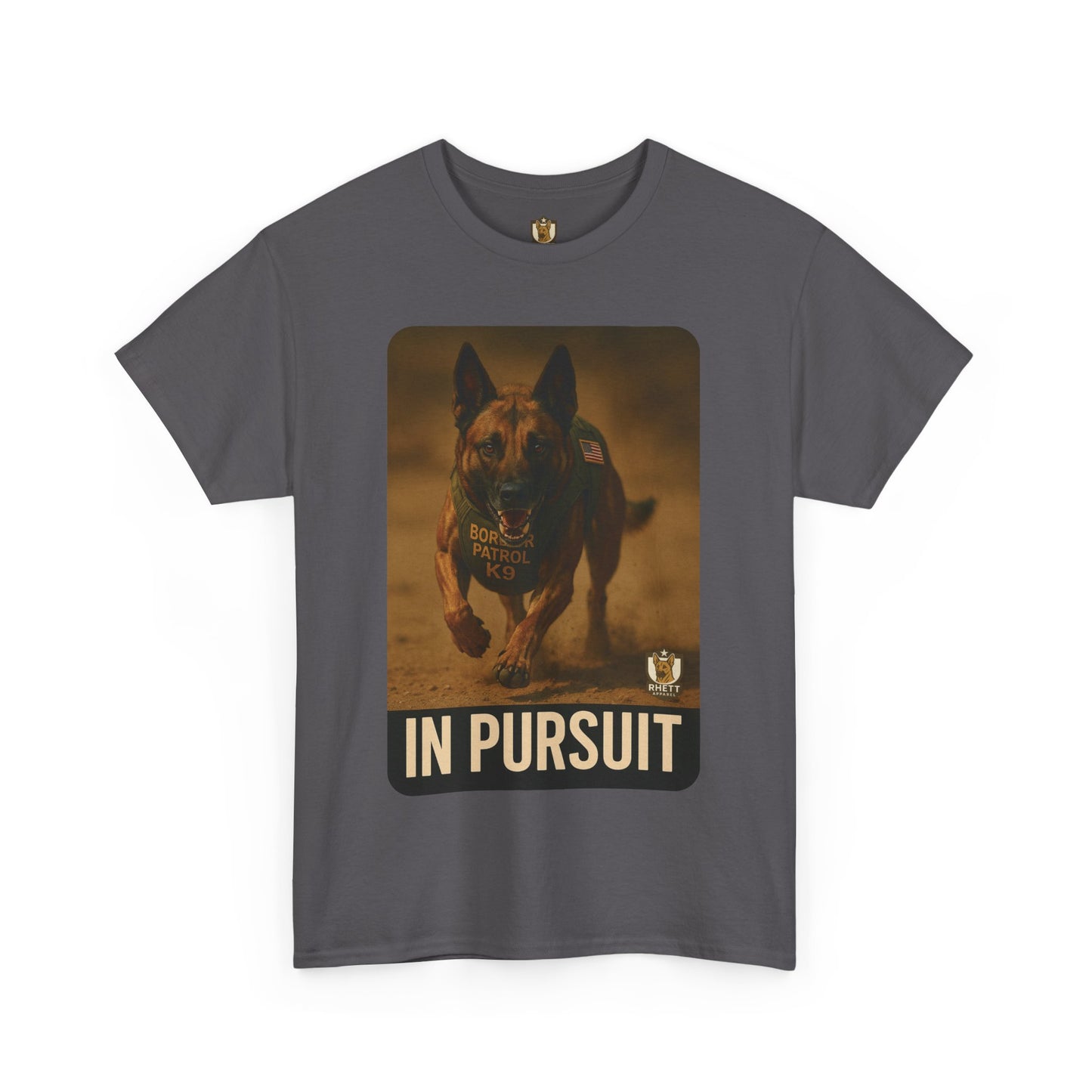 Unisex Heavy Cotton Tee with In Pursuit Dog Design | Pet Lovers Gift, Animal Rescue Shirt, Dog Owner Tee, Graphic Tee, Casual Wear