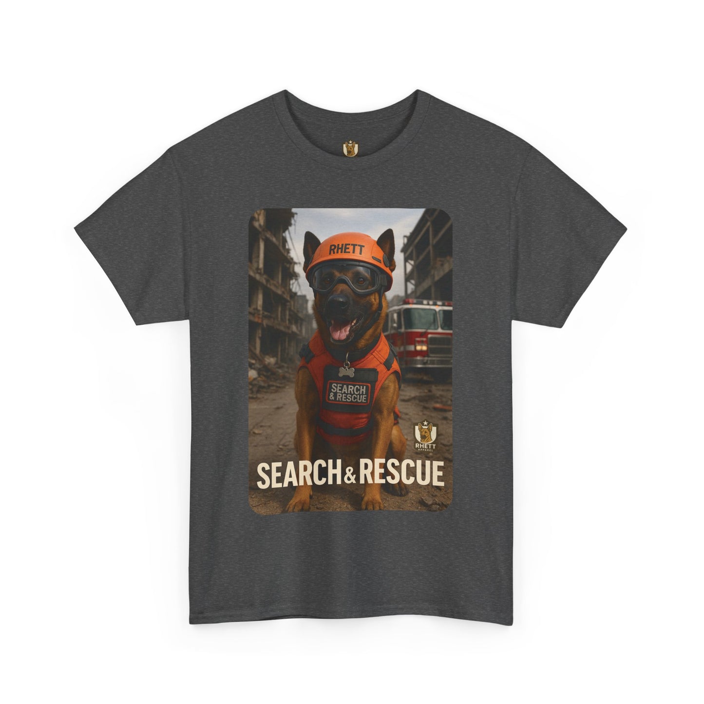 Unisex Heavy Cotton Tee with Search & Rescue Dog Design | Pet Lovers Gift, Animal Rescue Shirt, Dog Owner Tee, Graphic Tee, Casual Wear