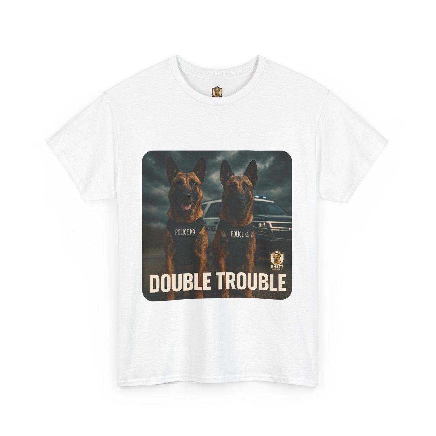 Unisex Heavy Cotton Tee with Double Trouble Dogs Design | Pet Lovers Gift, Animal Rescue Shirt, Dog Owner Tee, Graphic Tee, Casual Wear