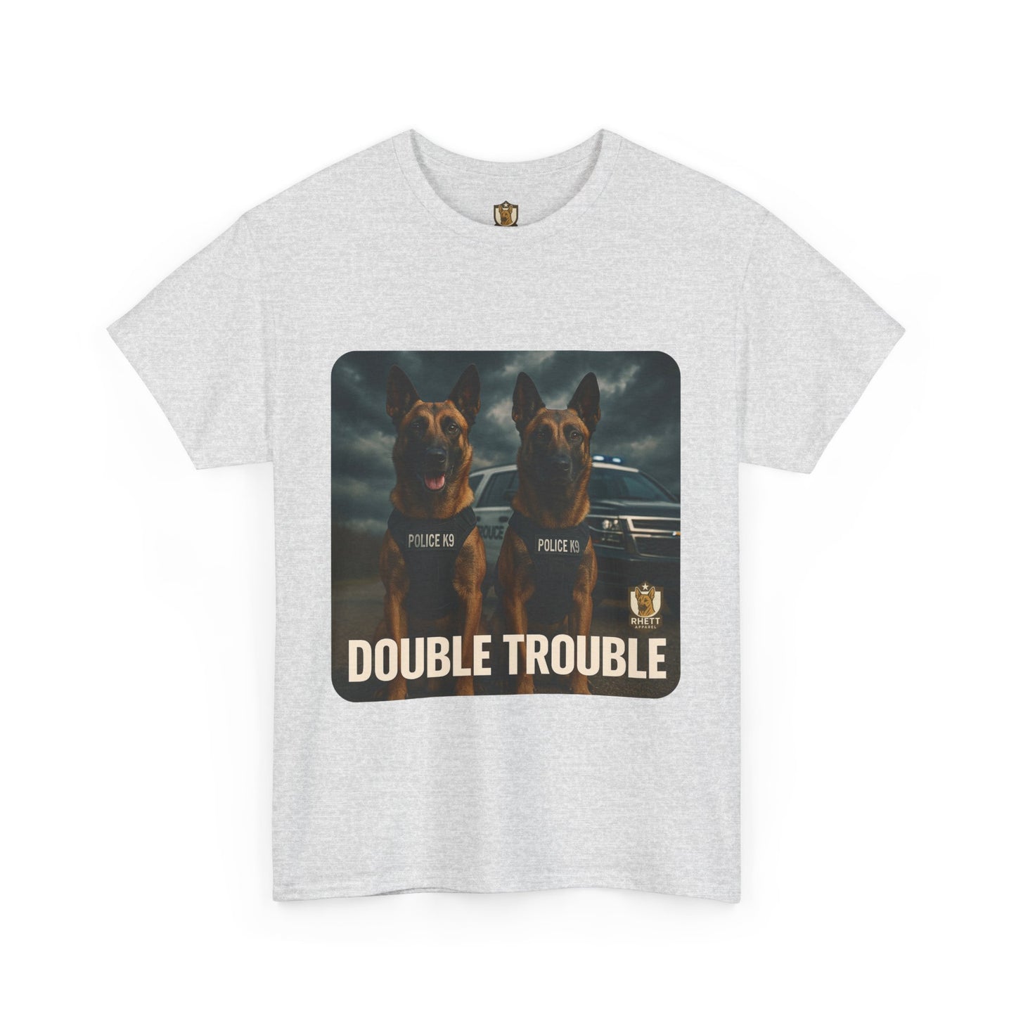 Unisex Heavy Cotton Tee with Double Trouble Dogs Design | Pet Lovers Gift, Animal Rescue Shirt, Dog Owner Tee, Graphic Tee, Casual Wear