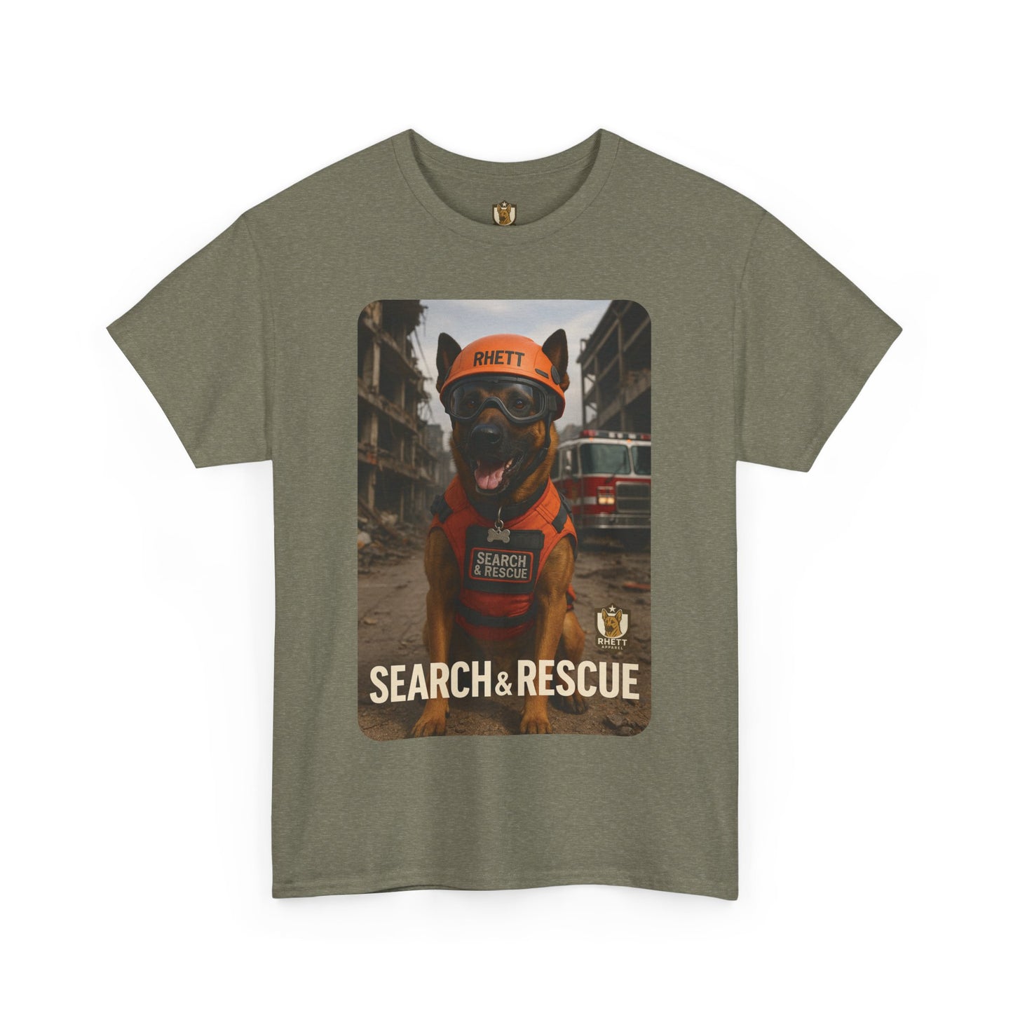 Unisex Heavy Cotton Tee with Search & Rescue Dog Design | Pet Lovers Gift, Animal Rescue Shirt, Dog Owner Tee, Graphic Tee, Casual Wear