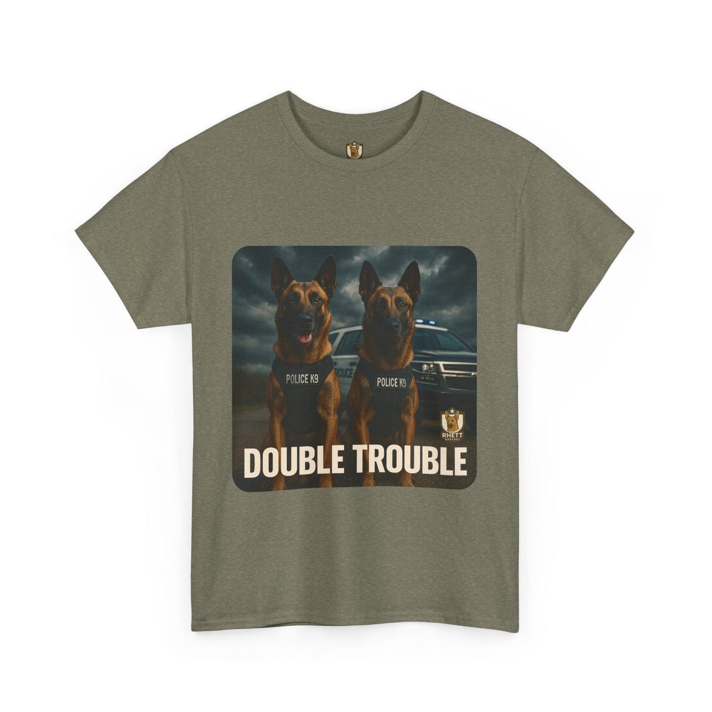 Unisex Heavy Cotton Tee with Double Trouble Dogs Design | Pet Lovers Gift, Animal Rescue Shirt, Dog Owner Tee, Graphic Tee, Casual Wear