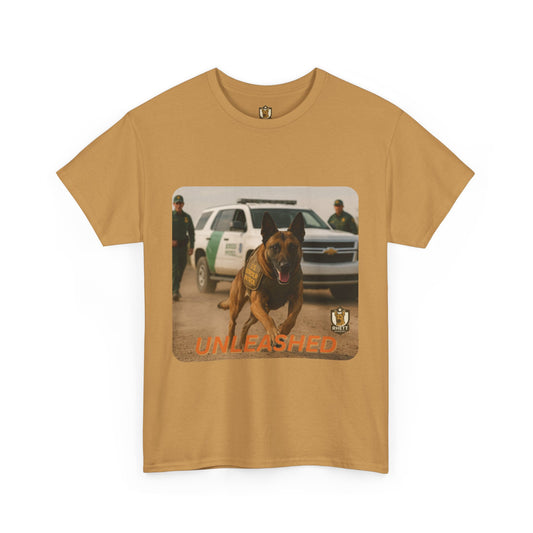 Unisex Heavy Cotton Tee with Unleashed Dog Design | Pet Lovers Gift, Animal Rescue Shirt, Dog Owner Tee, Graphic Tee, Casual Wear
