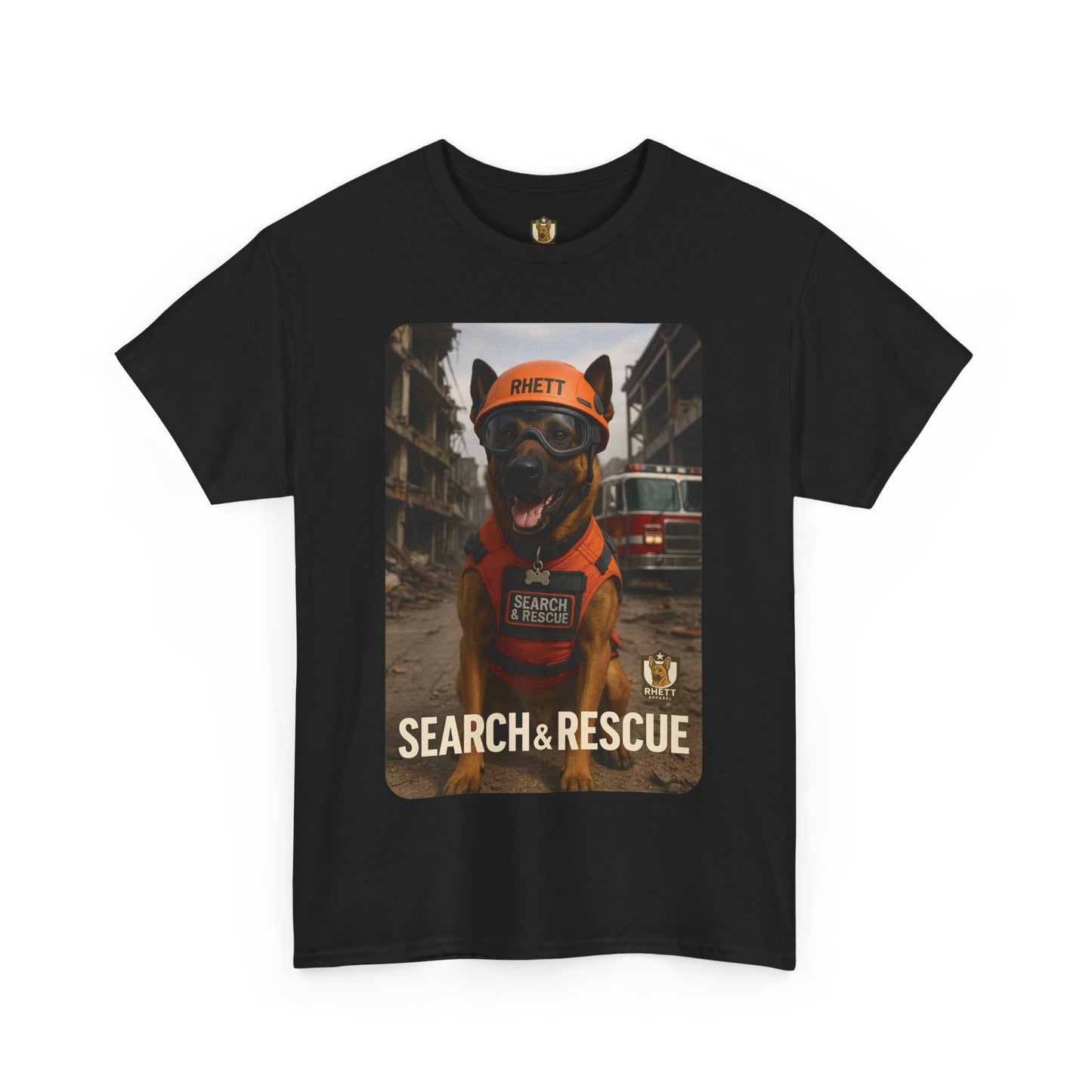 Unisex Heavy Cotton Tee with Search & Rescue Dog Design | Pet Lovers Gift, Animal Rescue Shirt, Dog Owner Tee, Graphic Tee, Casual Wear