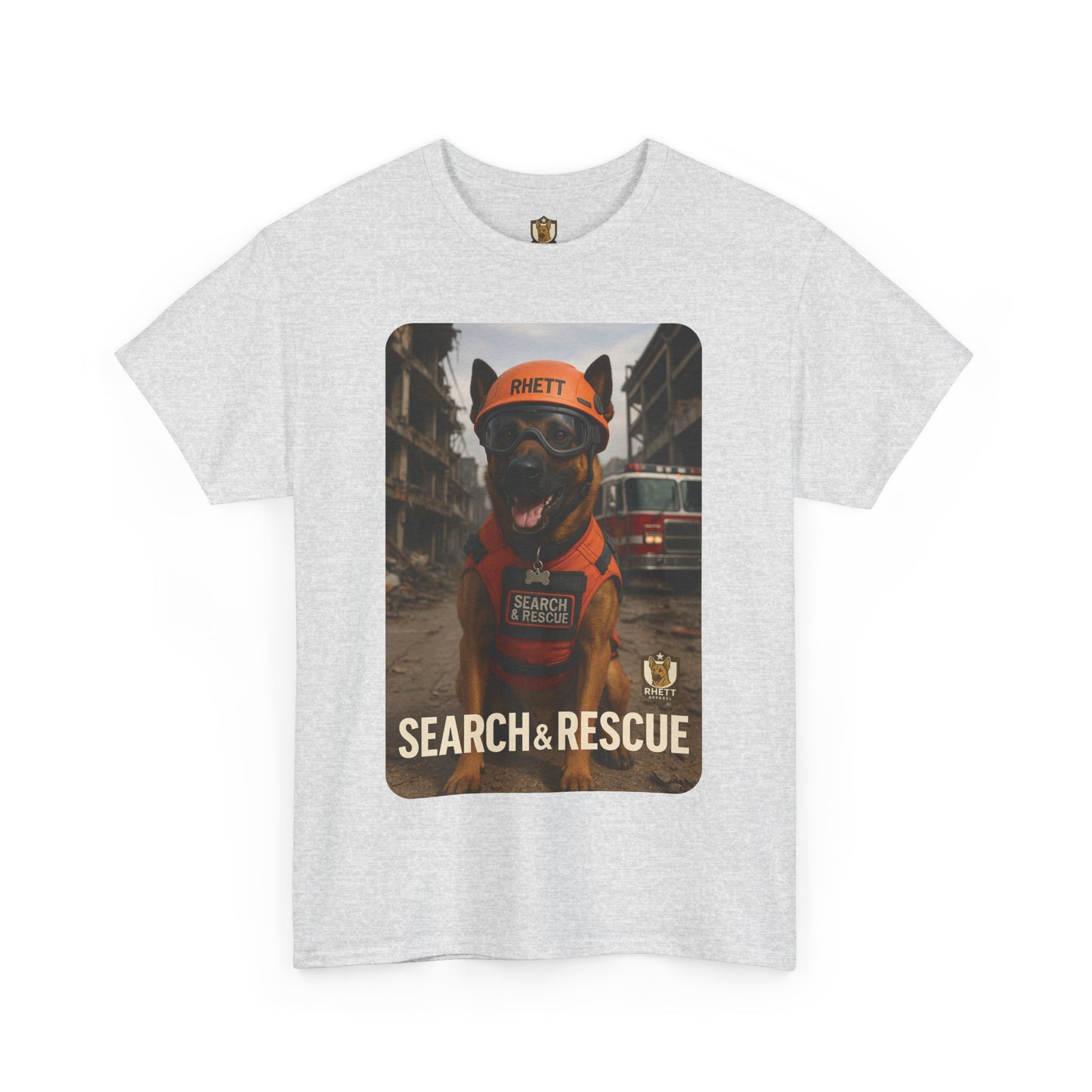 Unisex Heavy Cotton Tee with Search & Rescue Dog Design | Pet Lovers Gift, Animal Rescue Shirt, Dog Owner Tee, Graphic Tee, Casual Wear