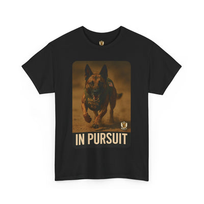 Unisex Heavy Cotton Tee with In Pursuit Dog Design | Pet Lovers Gift, Animal Rescue Shirt, Dog Owner Tee, Graphic Tee, Casual Wear