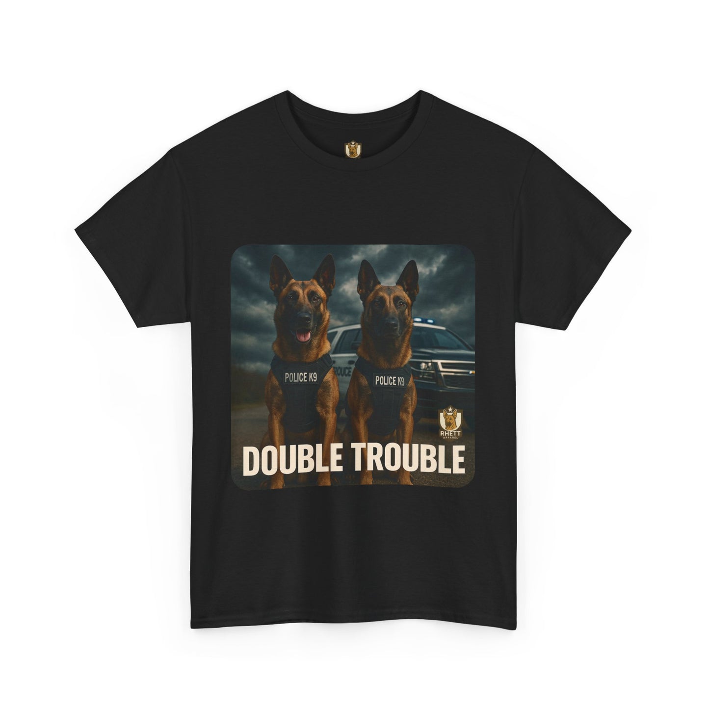 Unisex Heavy Cotton Tee with Double Trouble Dogs Design | Pet Lovers Gift, Animal Rescue Shirt, Dog Owner Tee, Graphic Tee, Casual Wear