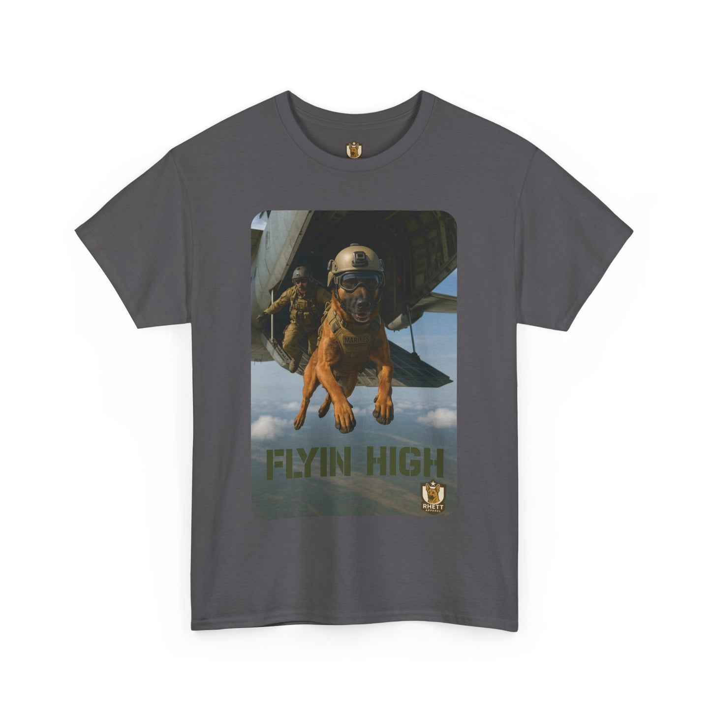 Unisex Heavy Cotton Tee with Flyin High Dog Design | Pet Lovers Gift, Animal Rescue Shirt, Dog Owner Tee, Graphic Tee, Casual Wear