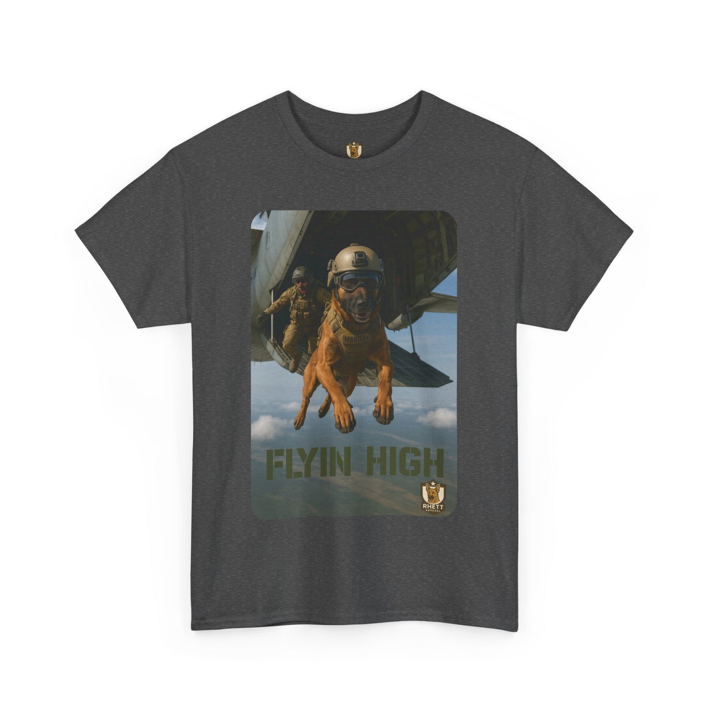 Unisex Heavy Cotton Tee with Flyin High Dog Design | Pet Lovers Gift, Animal Rescue Shirt, Dog Owner Tee, Graphic Tee, Casual Wear