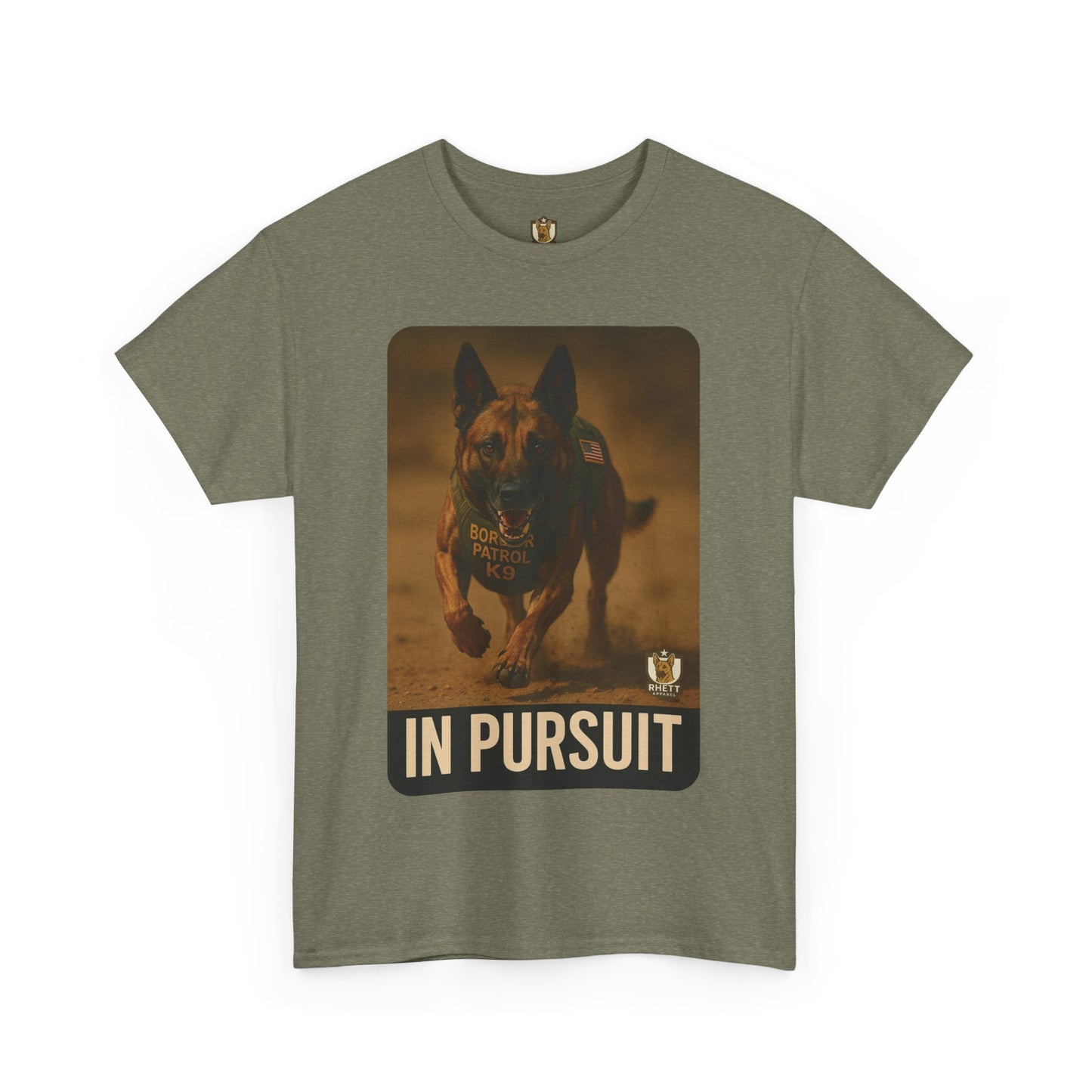Unisex Heavy Cotton Tee with In Pursuit Dog Design | Pet Lovers Gift, Animal Rescue Shirt, Dog Owner Tee, Graphic Tee, Casual Wear