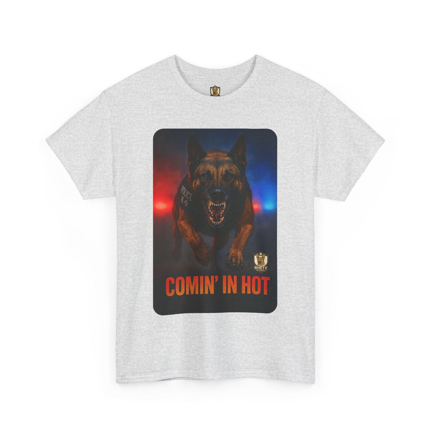 Unisex Heavy Cotton Tee - Comin In Hot, Dog Lover Gift, Funny T-Shirt, Pet Owner Apparel, Birthday or Holiday Gift