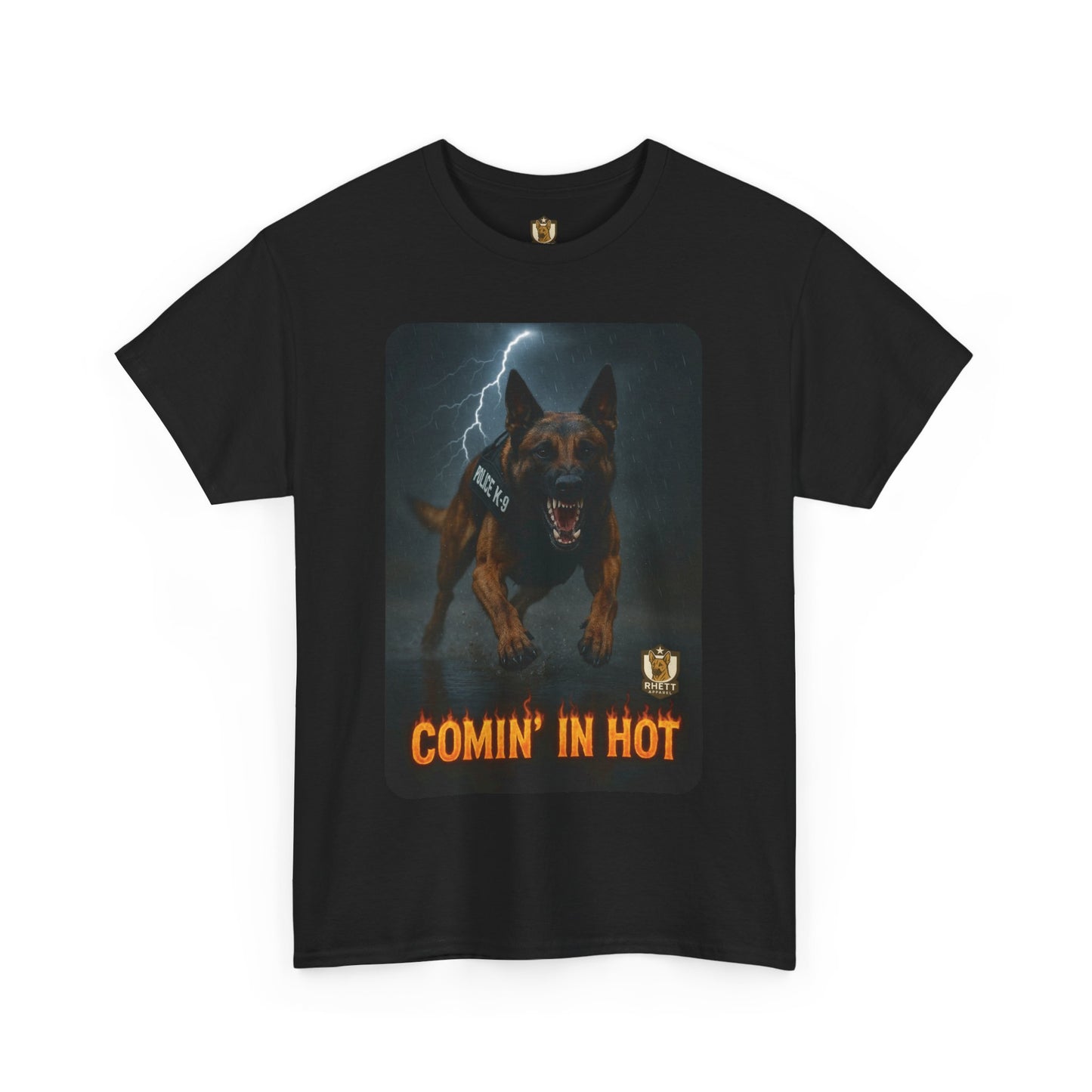 Unisex Heavy Cotton Tee with Comin in Hot Police K9 Dog Design | Pet Lovers Gift, Animal Rescue Shirt, Dog Owner Tee, Graphic Tee,