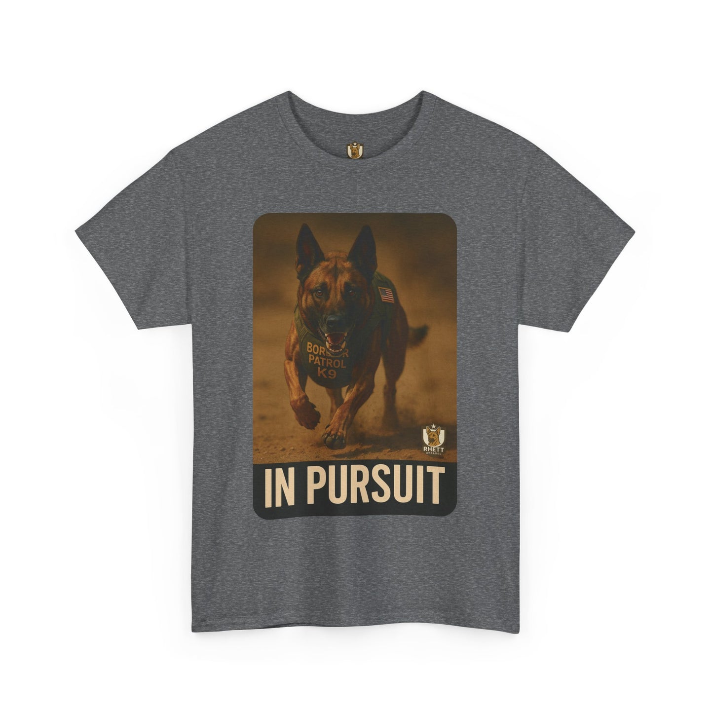 Unisex Heavy Cotton Tee with In Pursuit Dog Design | Pet Lovers Gift, Animal Rescue Shirt, Dog Owner Tee, Graphic Tee, Casual Wear