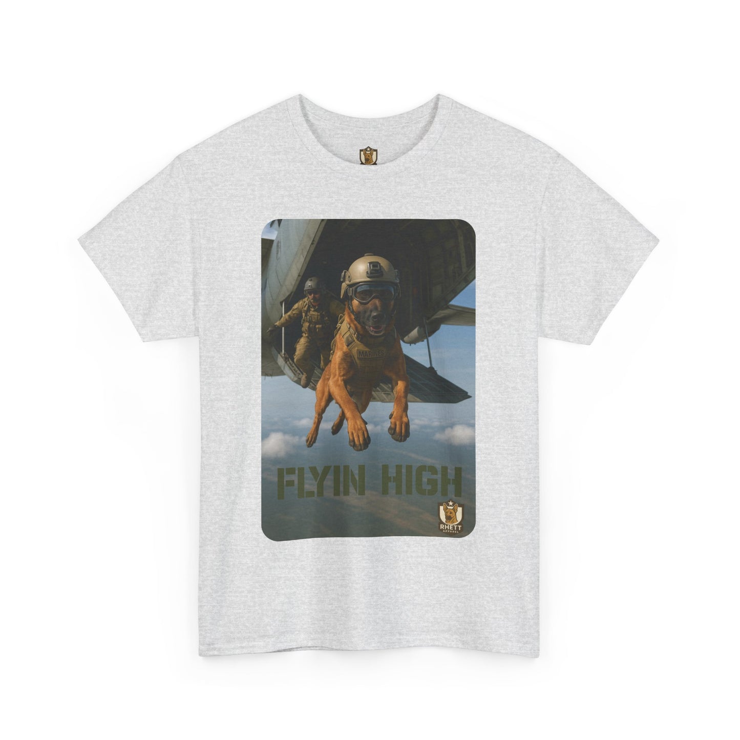Unisex Heavy Cotton Tee with Flyin High Dog Design | Pet Lovers Gift, Animal Rescue Shirt, Dog Owner Tee, Graphic Tee, Casual Wear