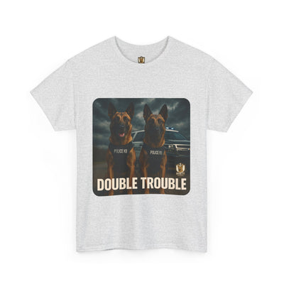 Unisex Heavy Cotton Tee with Double Trouble Dogs Design | Pet Lovers Gift, Animal Rescue Shirt, Dog Owner Tee, Graphic Tee, Casual Wear