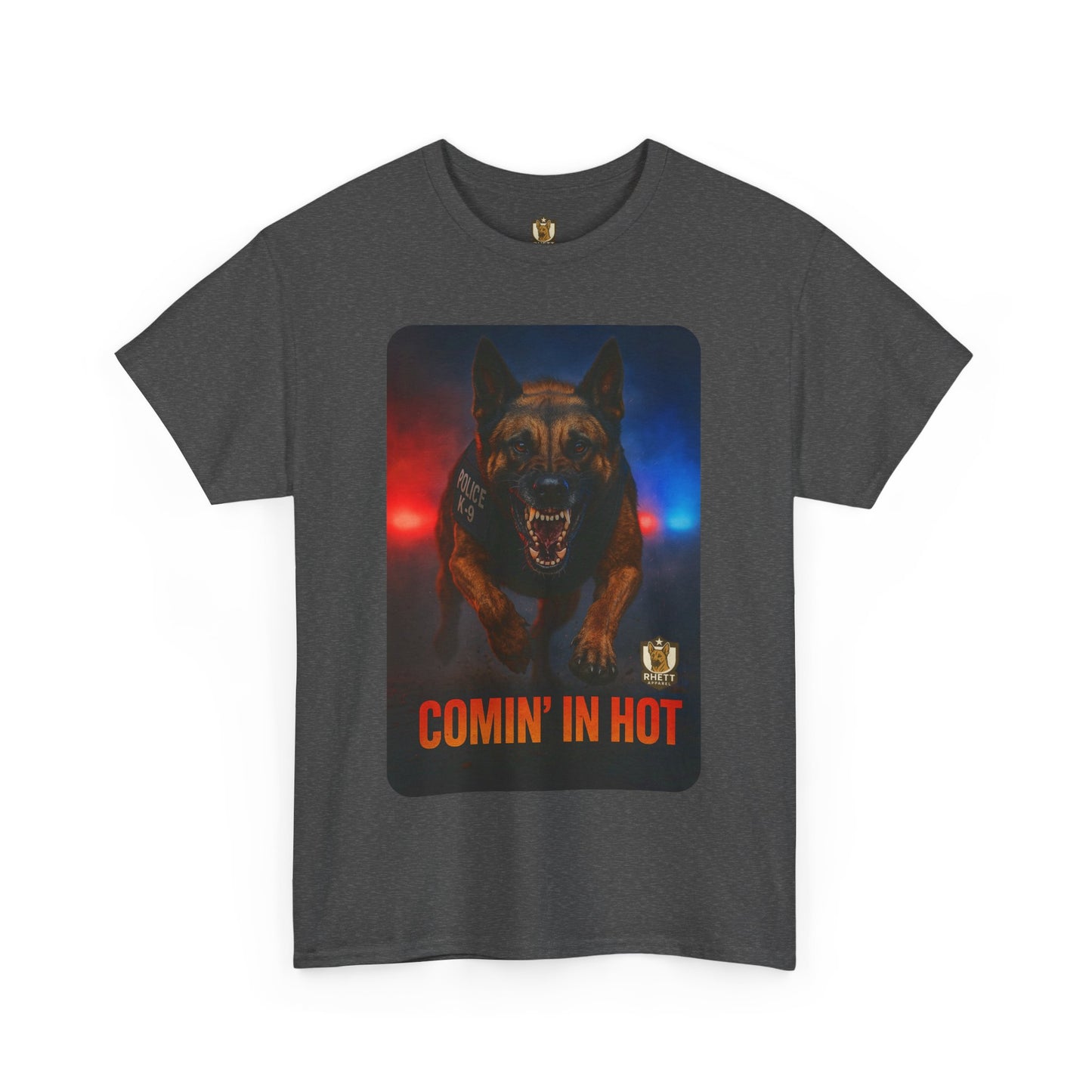 Unisex Heavy Cotton Tee - Comin In Hot, Dog Lover Gift, Funny T-Shirt, Pet Owner Apparel, Birthday or Holiday Gift