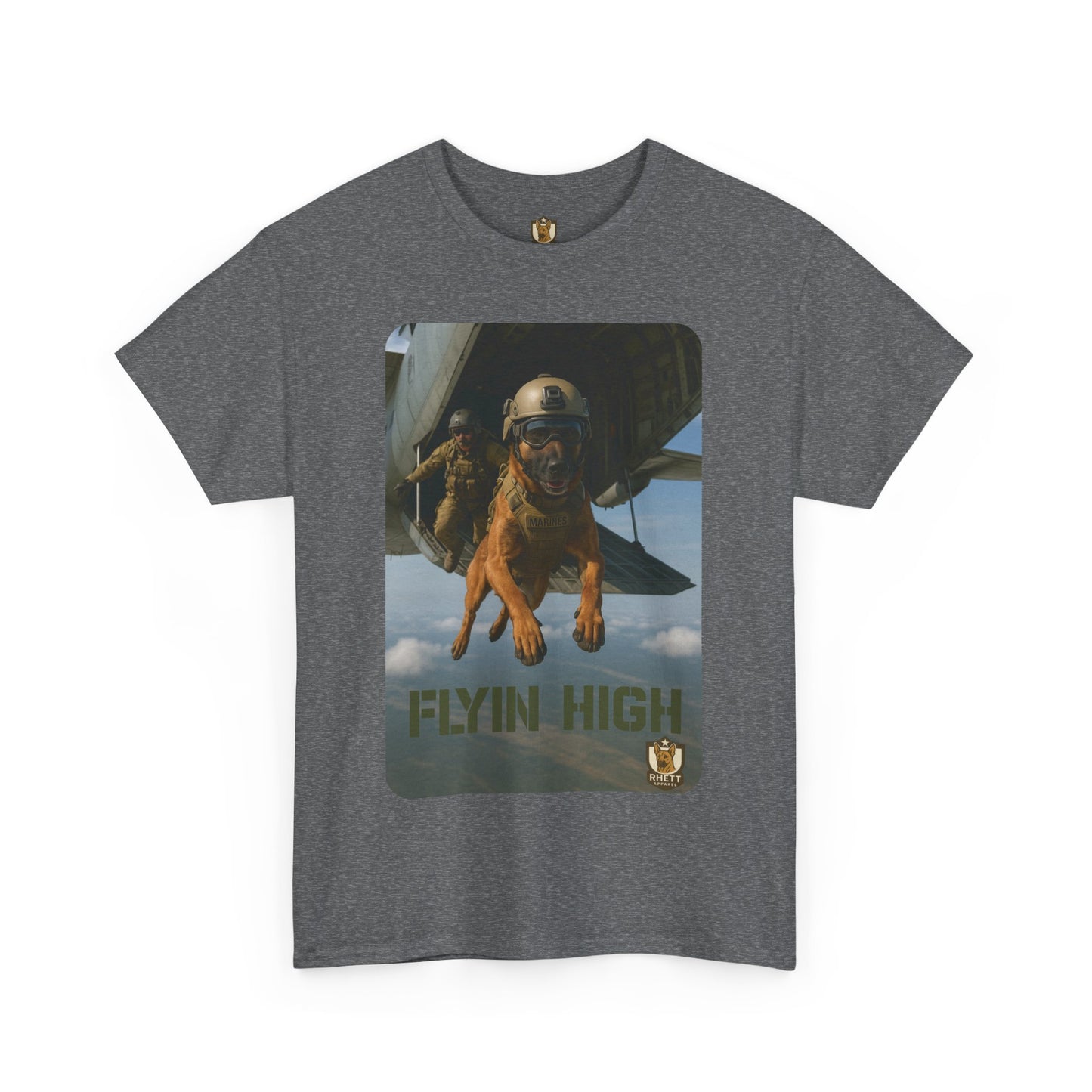 Unisex Heavy Cotton Tee with Flyin High Dog Design | Pet Lovers Gift, Animal Rescue Shirt, Dog Owner Tee, Graphic Tee, Casual Wear