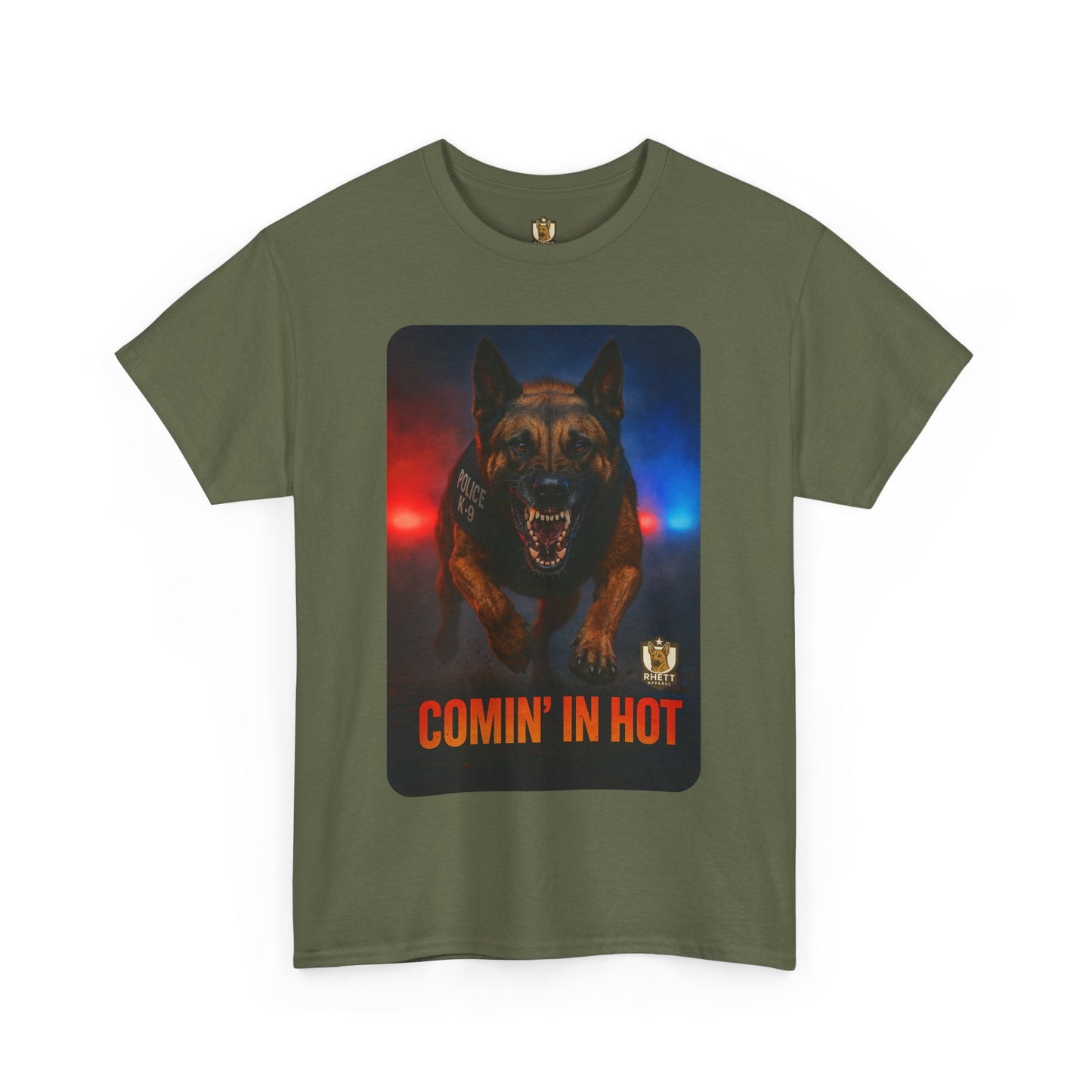 Unisex Heavy Cotton Tee - Comin In Hot, Dog Lover Gift, Funny T-Shirt, Pet Owner Apparel, Birthday or Holiday Gift