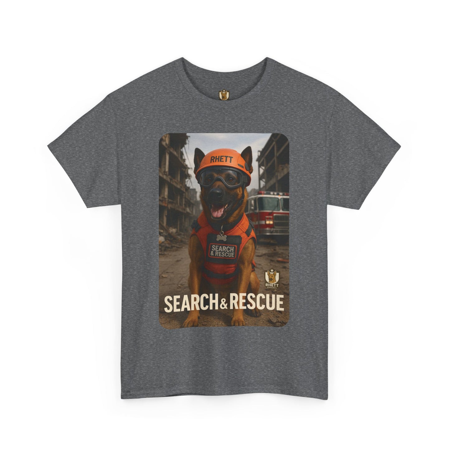 Unisex Heavy Cotton Tee with Search & Rescue Dog Design | Pet Lovers Gift, Animal Rescue Shirt, Dog Owner Tee, Graphic Tee, Casual Wear