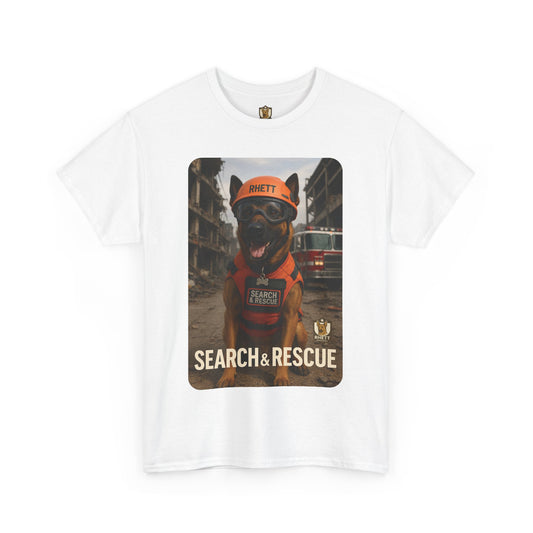 Unisex Heavy Cotton Tee with Search & Rescue Dog Design | Pet Lovers Gift, Animal Rescue Shirt, Dog Owner Tee, Graphic Tee, Casual Wear