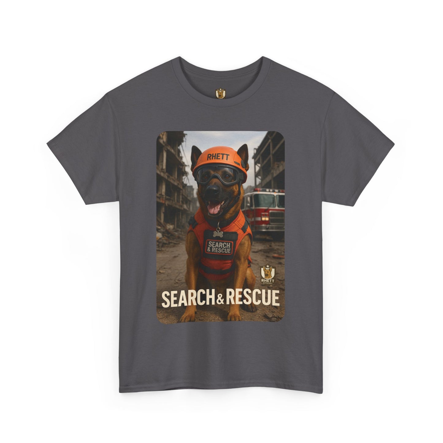 Unisex Heavy Cotton Tee with Search & Rescue Dog Design | Pet Lovers Gift, Animal Rescue Shirt, Dog Owner Tee, Graphic Tee, Casual Wear